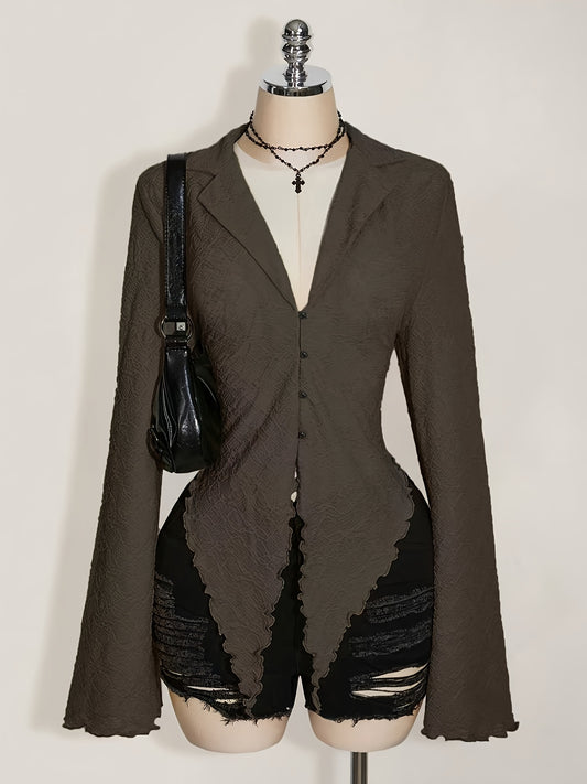 Asymmetric Hem Lettuce Trim Top