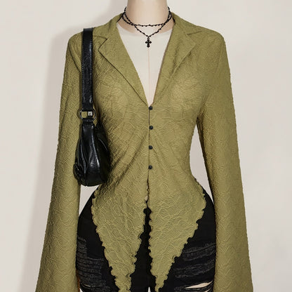 Asymmetric Hem Lettuce Trim Top