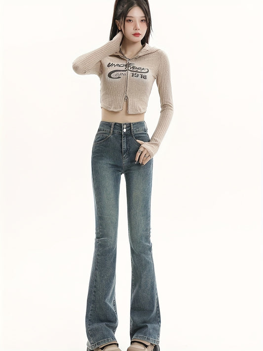 High-Waist Stretch Flare Jeans