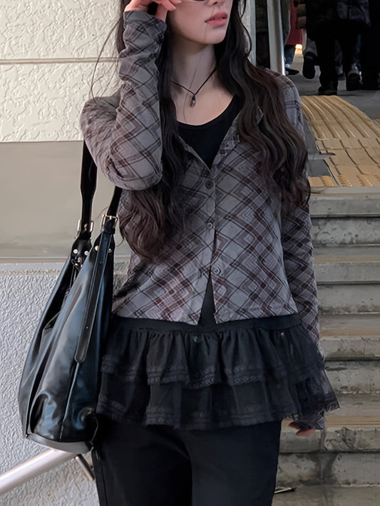 Y2K Rhombus Plaid Blazer