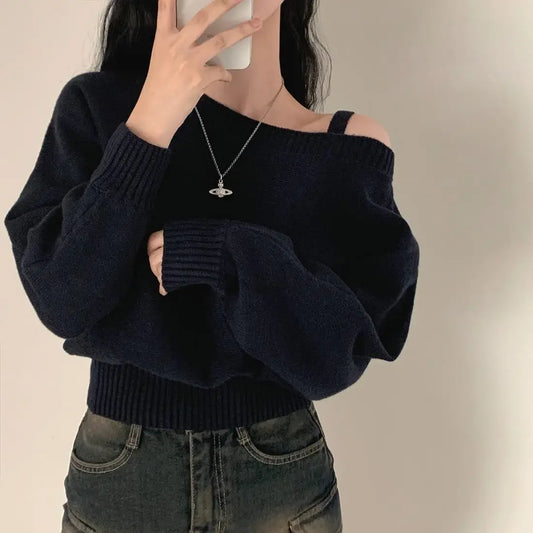 OffThe Shoulder Tankbatwing Sleeve Knitted Top