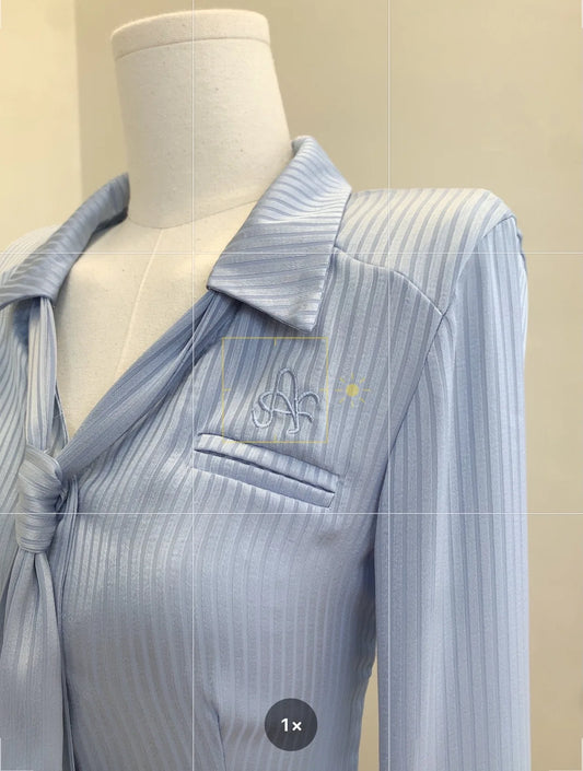 Versatile Blue Pink Tie shirt Fashion
