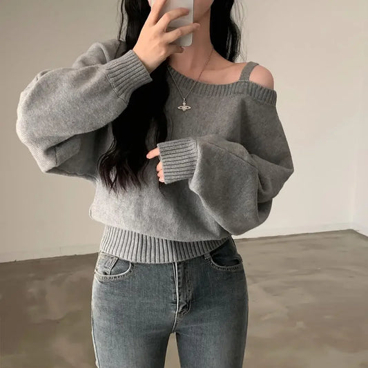 OffThe Shoulder Tankbatwing Sleeve Knitted Top
