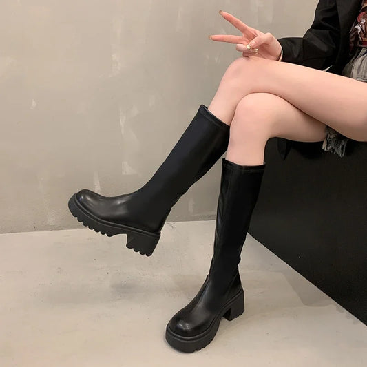 Velvet Warm Heightening Mid-calf Boots