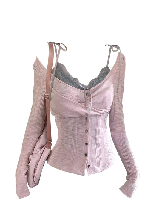 plus Size Sexy Lace Strap Vest V-Ne oulder