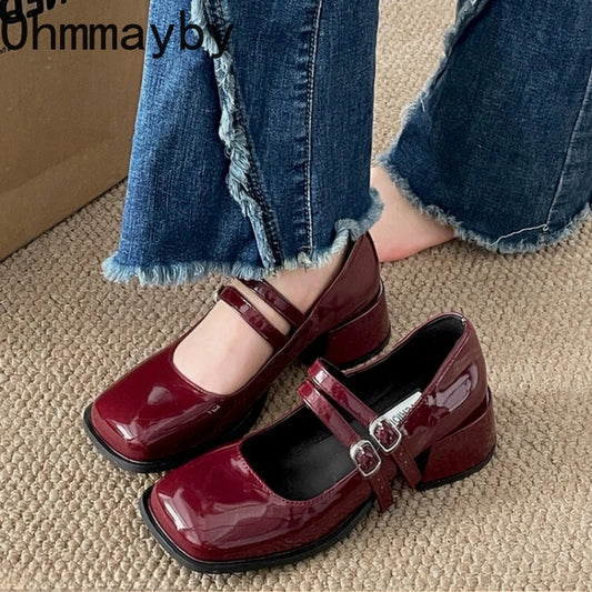 Designer Spring Patent Leather Mary Jane Shoes