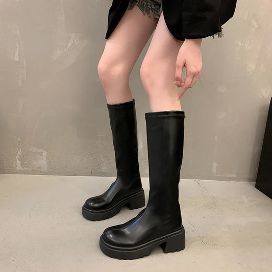 Velvet Warm Heightening Mid-calf Boots