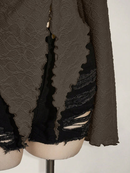 Asymmetric Hem Lettuce Trim Top
