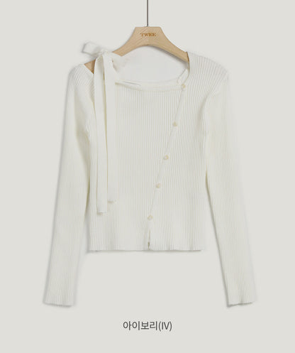 [TWEE] Late One-Shoulder Strap Asymmetrical Knit-6