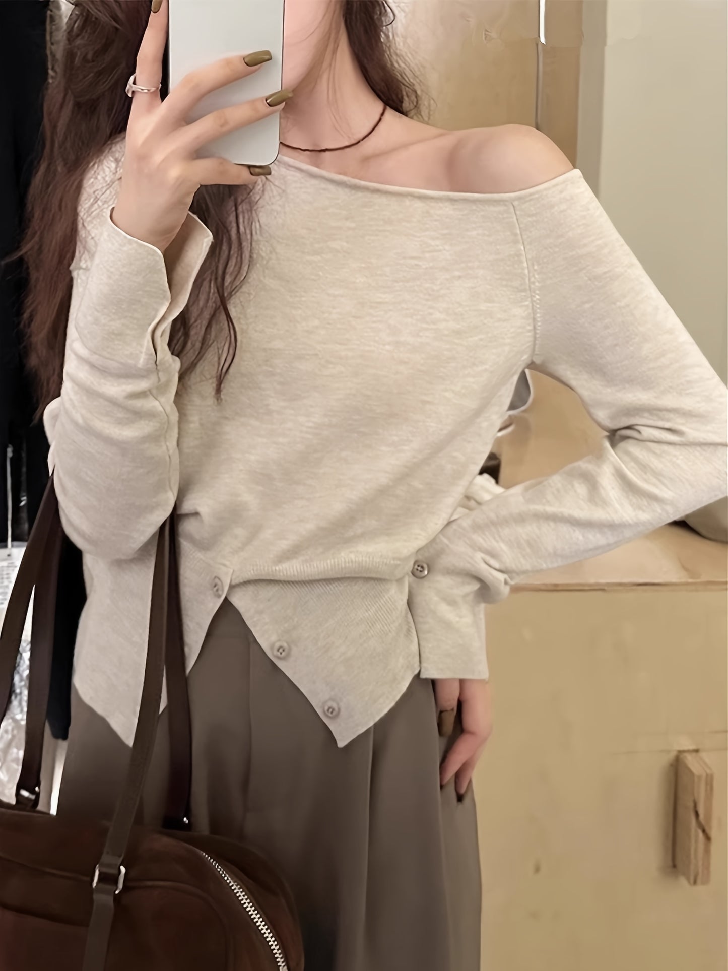 Inspired Asymmetric One-Shoulder Sweater