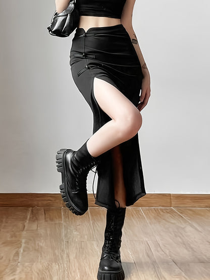 Elegant Black Slit Maxi Dress