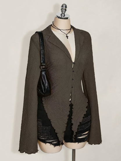 Asymmetric Hem Lettuce Trim Top