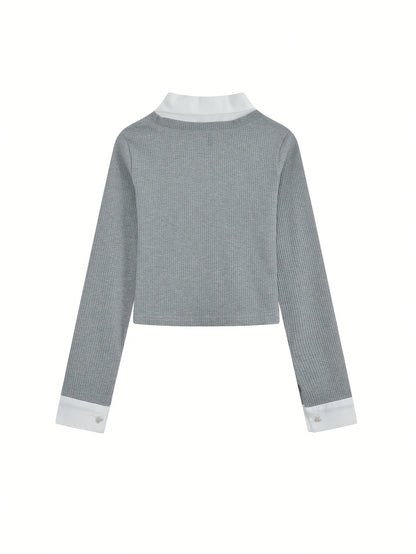 Chic Gray Ribbed Crop Top