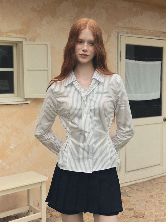 [TWEE] Varnish Tie Stripe Shirt-0