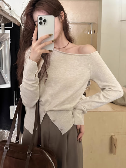 Inspired Asymmetric One-Shoulder Sweater