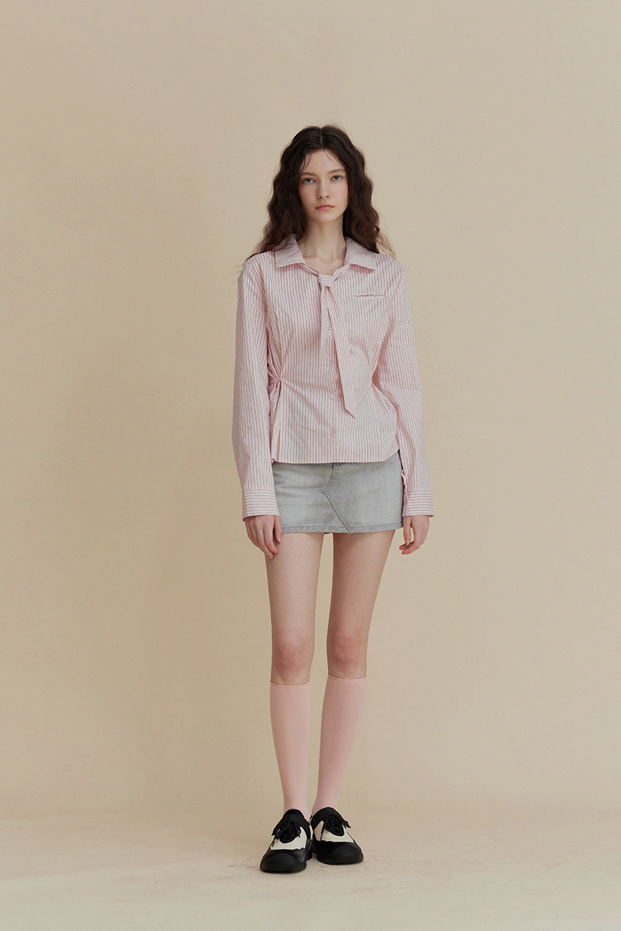 [TWEE] Varnish Tie Stripe Shirt-3